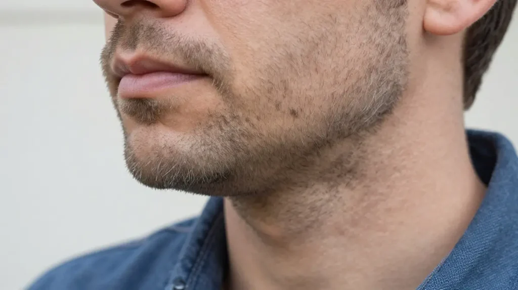 Grey Stubble With Sharp Sideburns