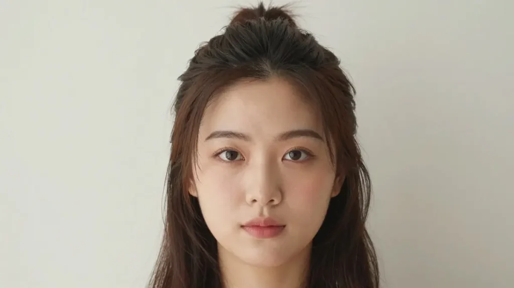 Half Up Hairstyle for Round Face