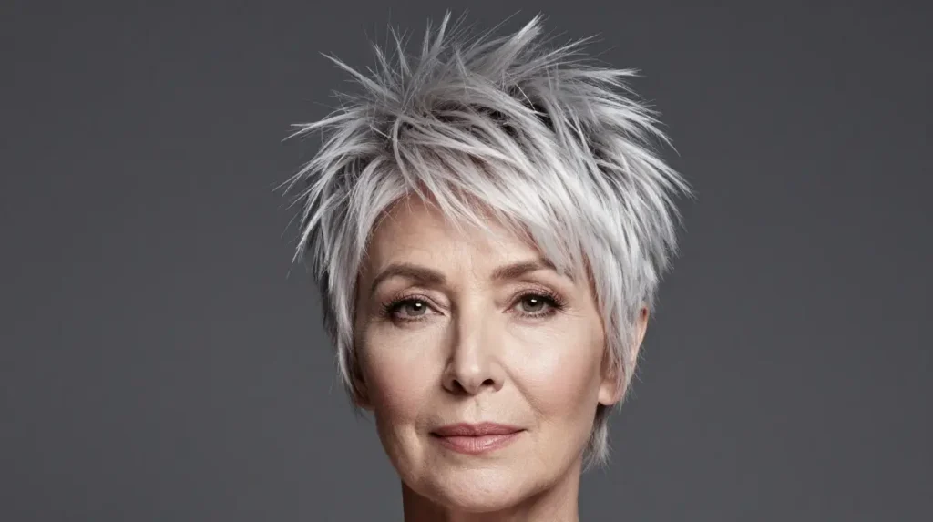 Highlighted Spiky Haircut for Seniors
