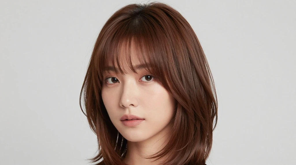 Layered Lob with Curtain Bangs