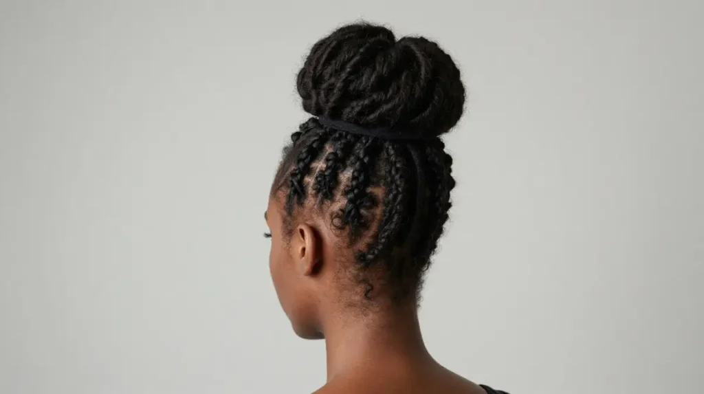 Locs Updo with Wrapped Base