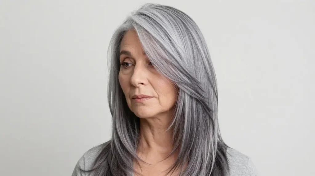 Long Layered Hair with Curtain Fringe