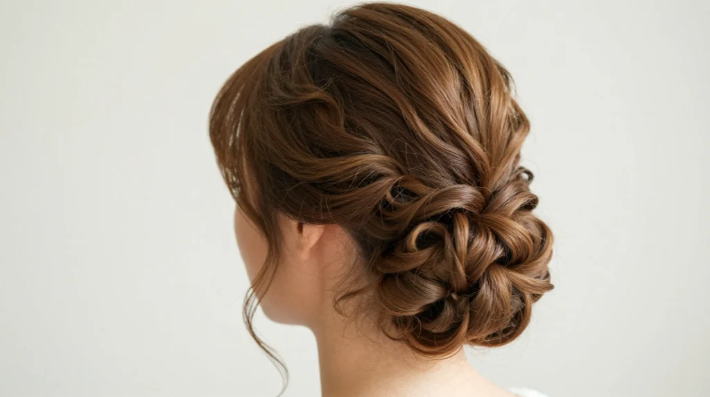 Low Bun with Pinned Curls