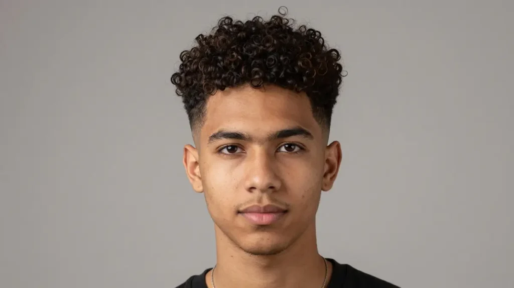 Low Fade With Curly Top