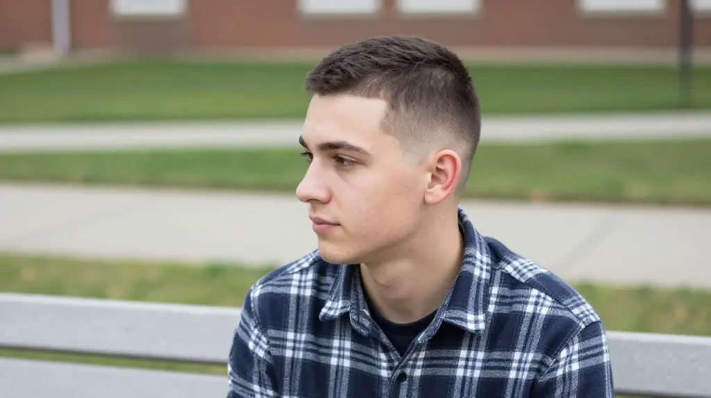 Low Fade with Natural Top
