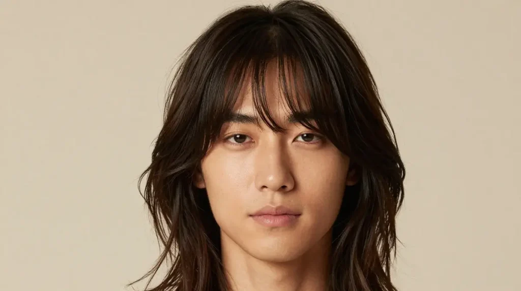 Men's Curtain Bangs With Flowing Length