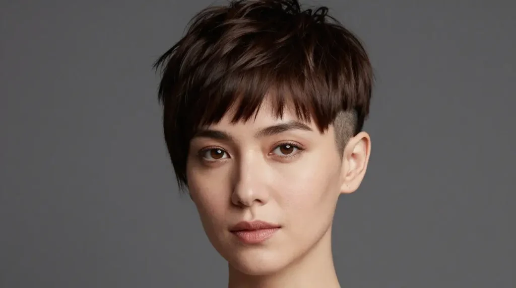 Pixie Cut with Shaved Sides and Bangs