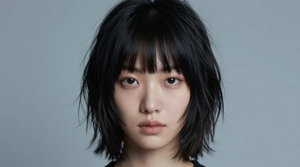Shag Cut with Blunt Bangs