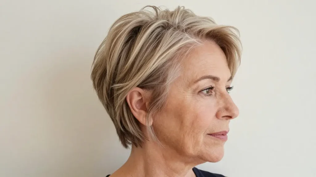 Short Feathered Cut with Side Part