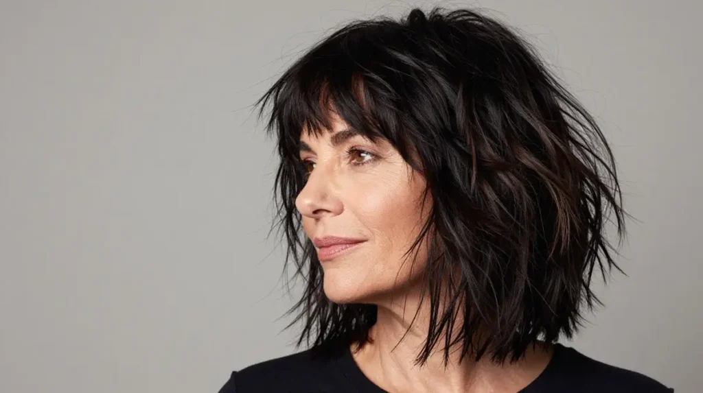 Shoulder-Length Shag with Feathered Bangs