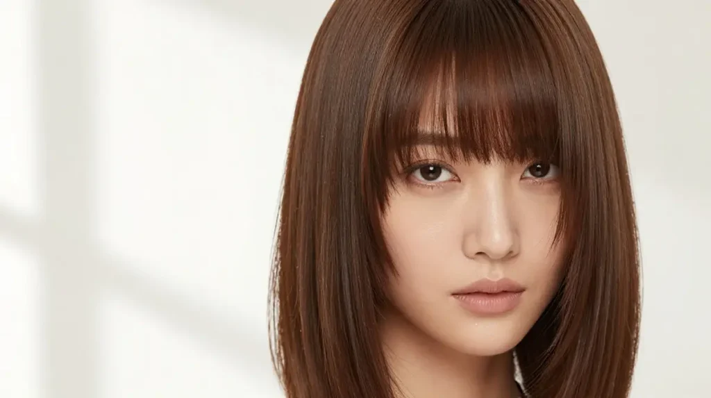 Side Swept Bangs with Straight Hair