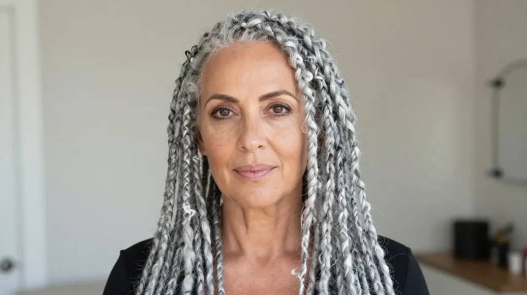 Silver Distressed Locs for an Effortless Look