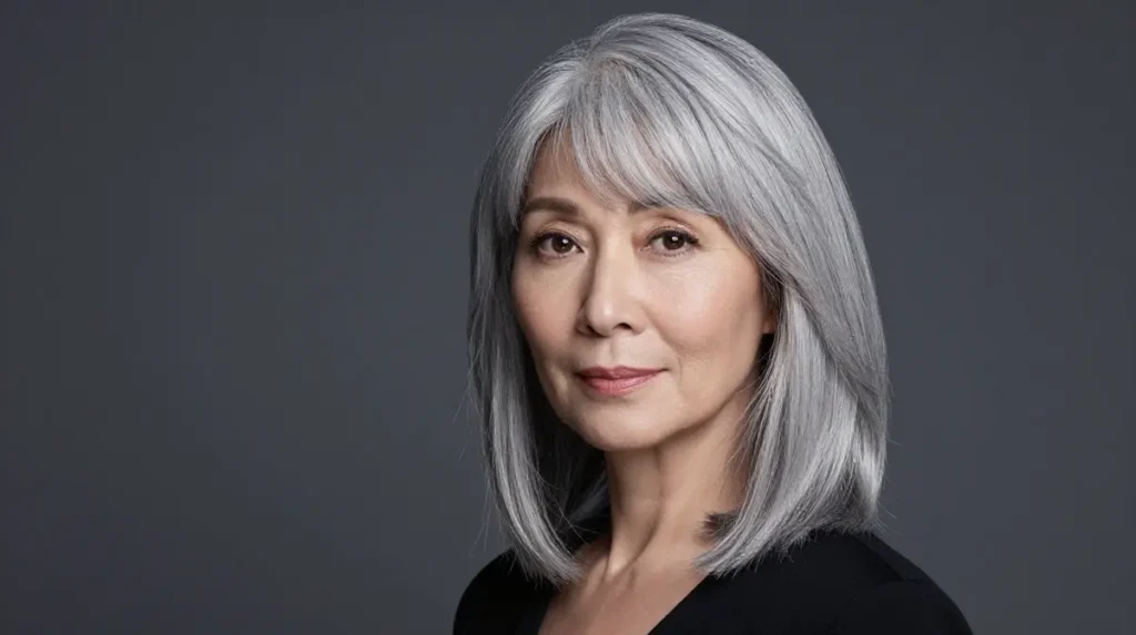 Silver Hair with Side Fringe