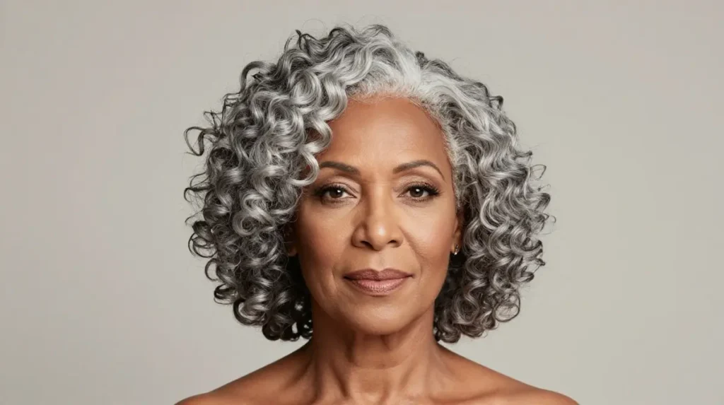 Silver and Gray Curly Natural Hair