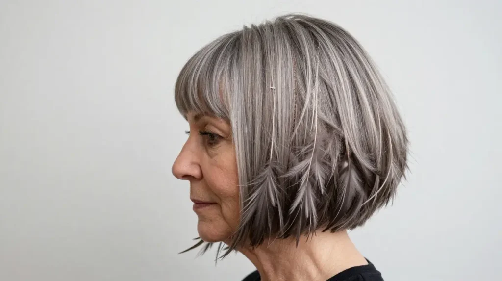Stacked Bob with Feathered Fringe