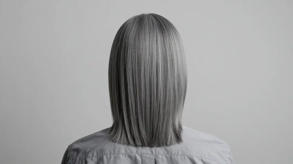 Straight Grey Hair With Clean Lines