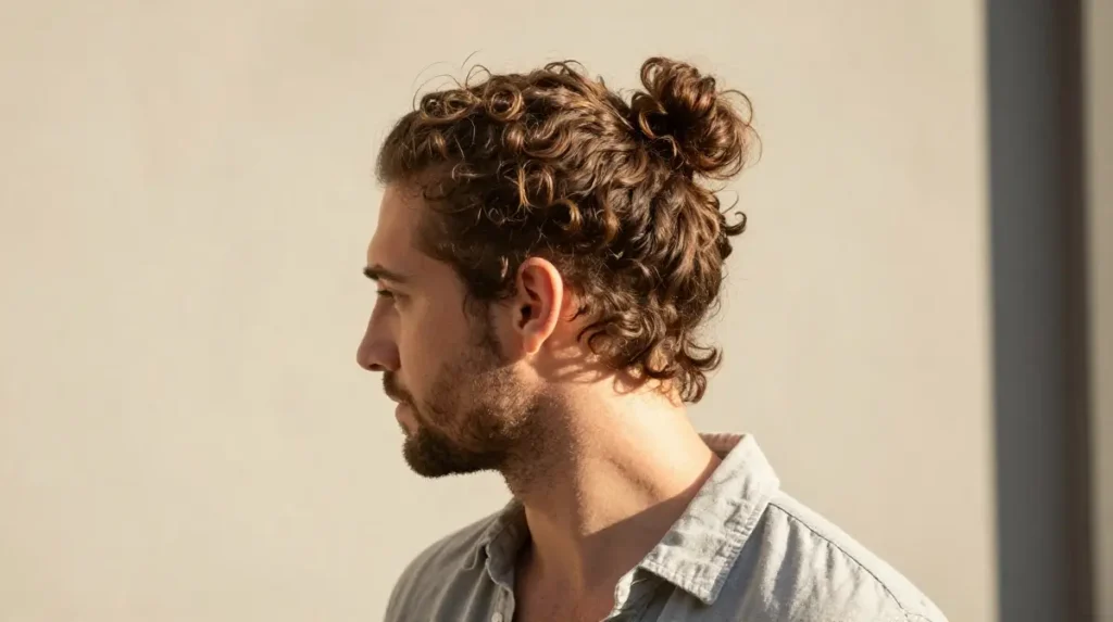 Textured Bun Hairstyle Men