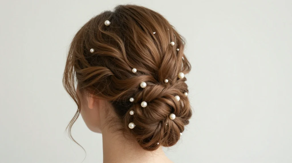 Textured Updo with Pearls