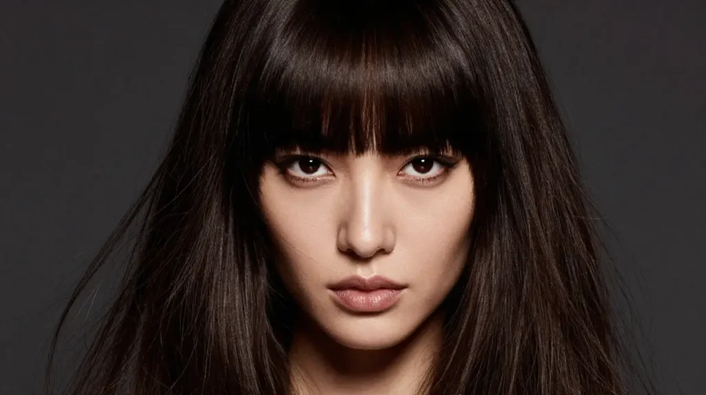 Thick Hair with Heavy Blunt Fringe