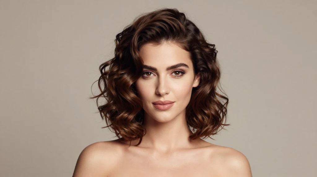 Voluminous Curls with Volume at the Crown