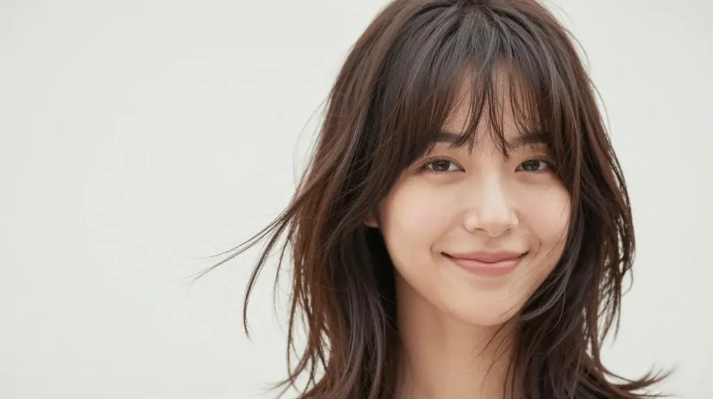 Wispy Bangs with Layered Medium Hair