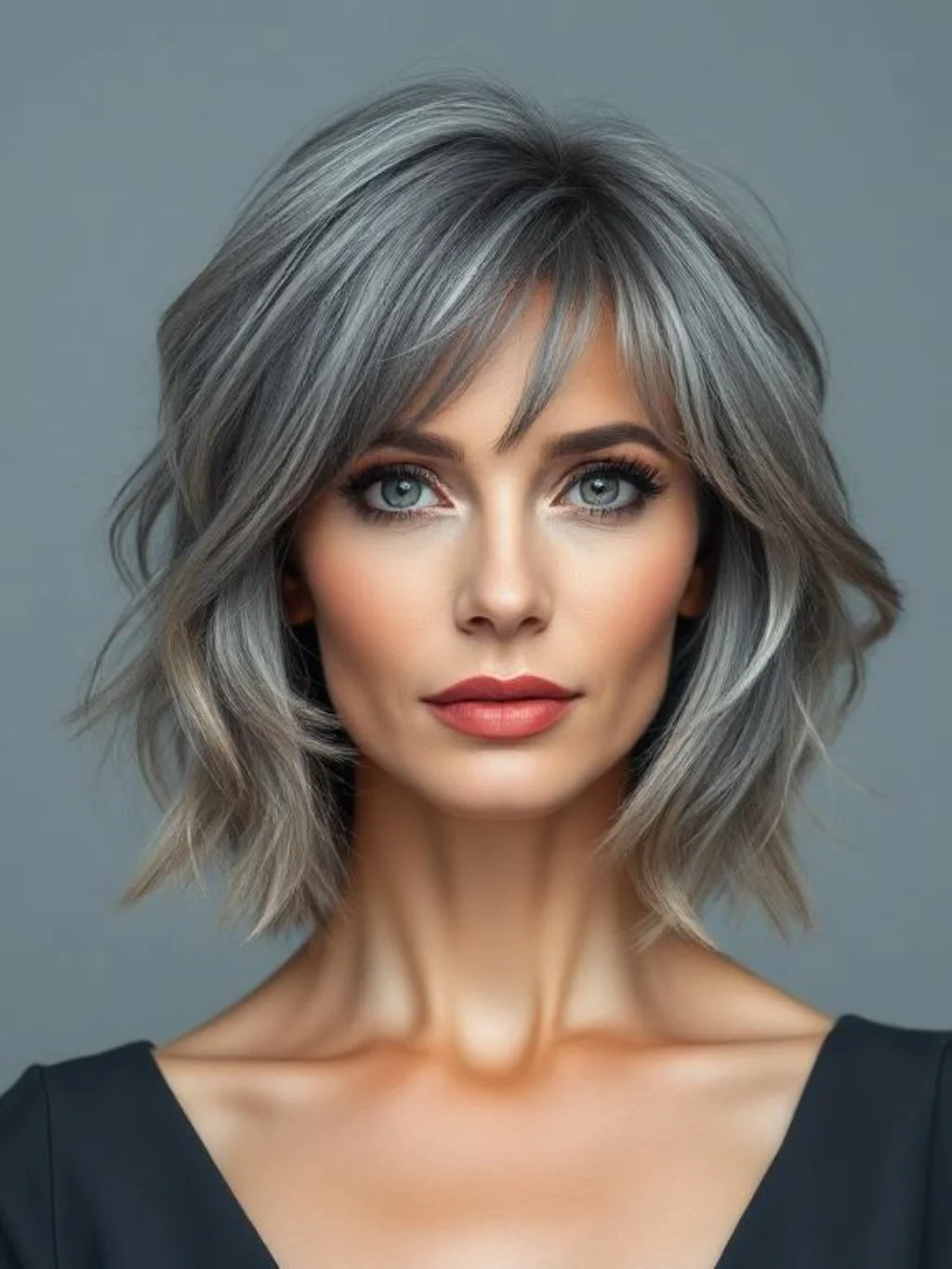 Gray Hair Wearing Choppy Layers Like It Was Always Meant To