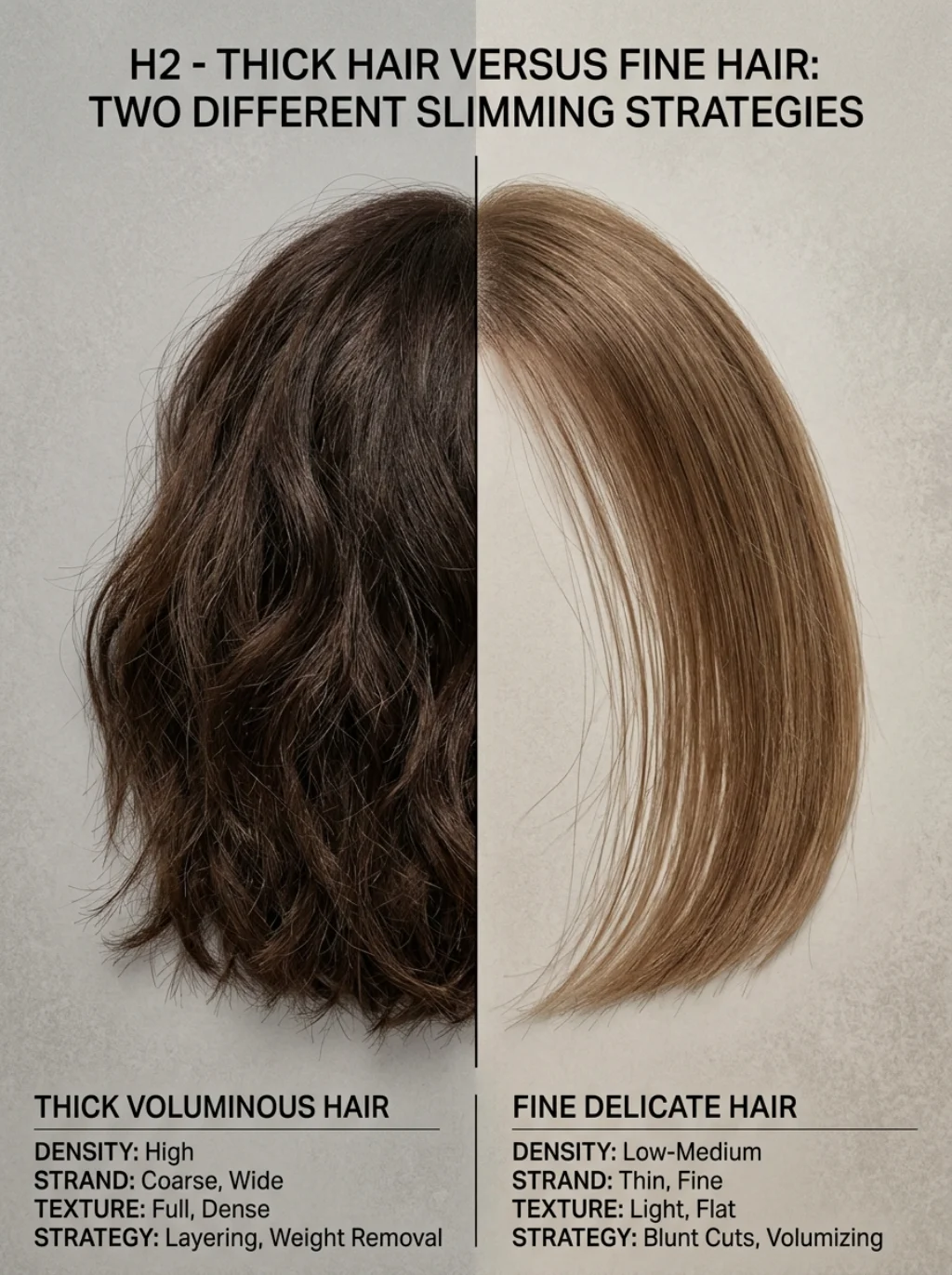 Thick Hair Versus Fine Hair: Two Different Slimming Strategies