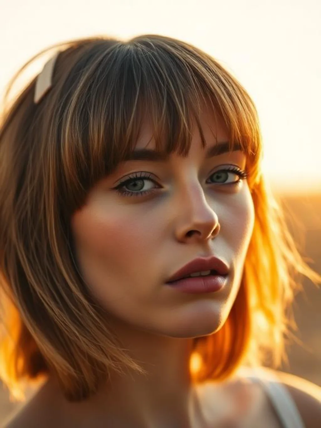 The Bang Style That Quietly Shortens a Long Silhouette