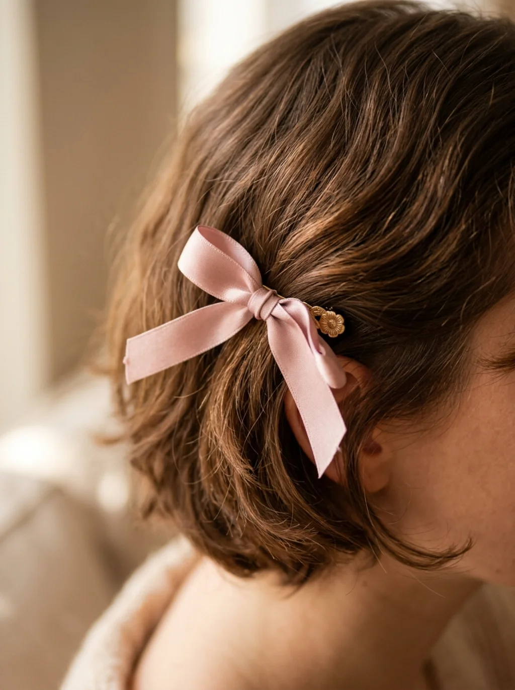 A Ribbon Detail That Turns Plain Short Hair Into Instant Charm