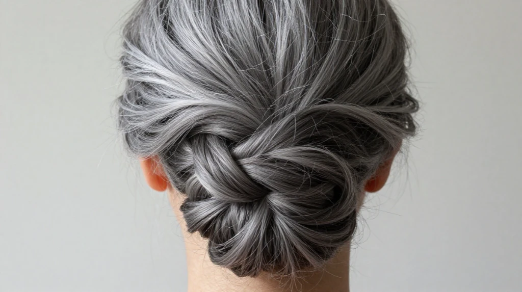 Braided Bun for Gray Hair