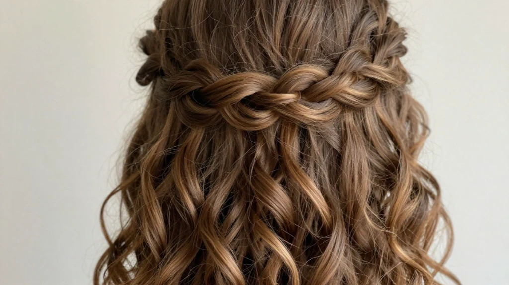 Braided Crown with Loose Curls