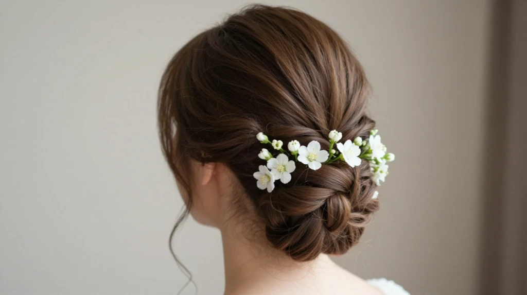 Bridal Half Updo with Flowers