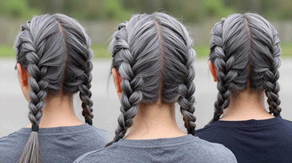 Gray Dutch Braids for Everyday Wear