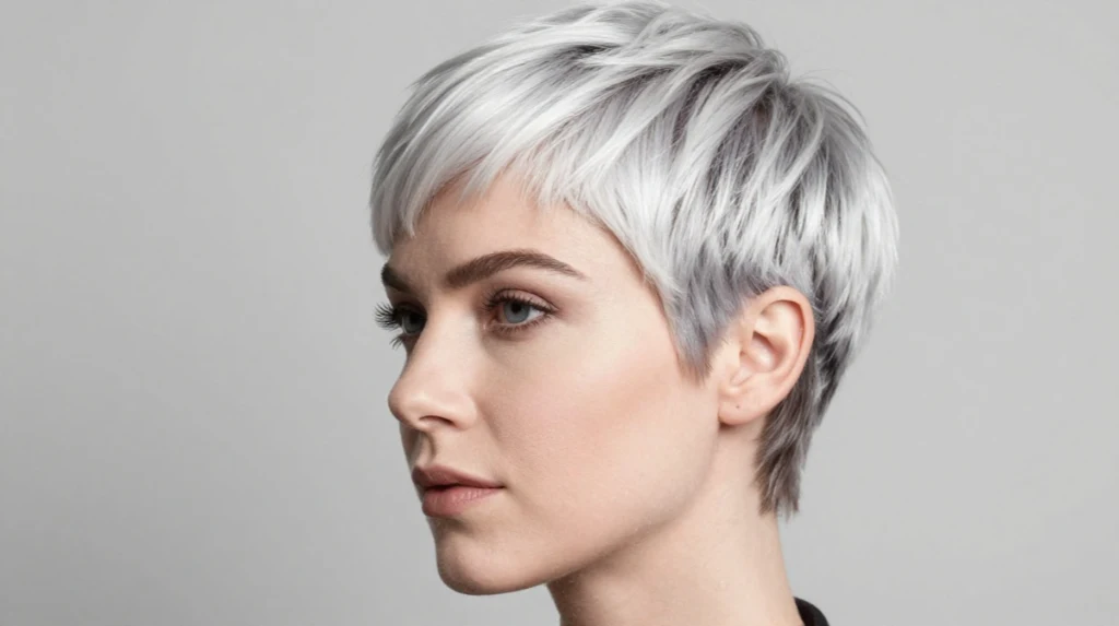 Gray and White Pixie Elegance