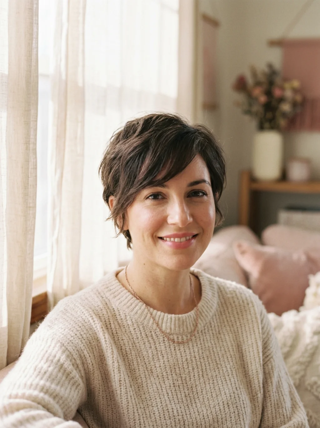 Long Bangs Soften The Boldness Of A Cropped Look