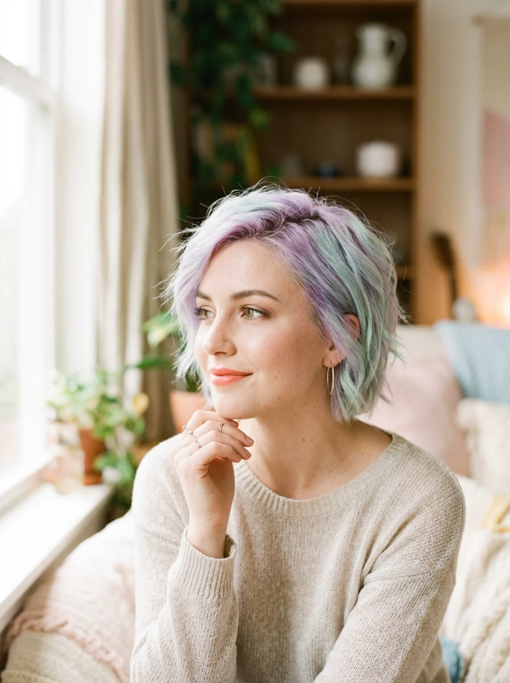 A Pastel Palette That Softens Short Hair Without Losing Impact