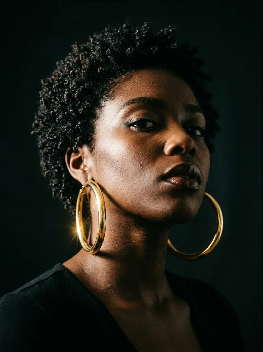 Gold Hoops Make a Teeny Weeny Afro Impossible to Miss